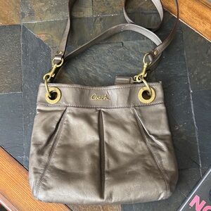Coach Metallic Brown Leather Shoulder Bag with Gold Hardware